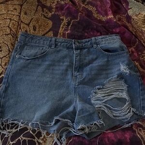Distressed Denim Shorts